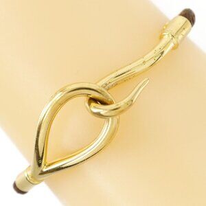 HERMES Jumbo bless Bracelet Plated Gold/leather 9.6g Women